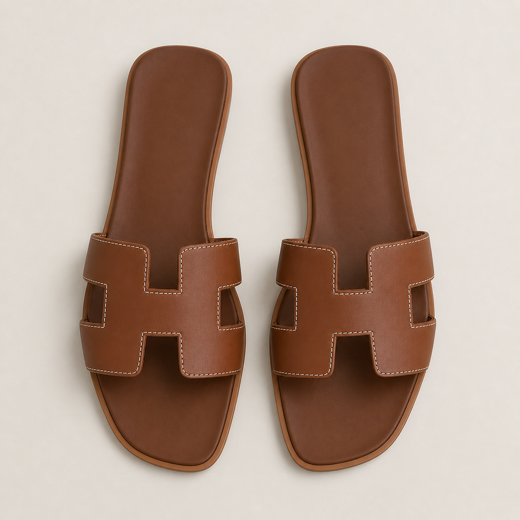 Sandale plate en cuir véritable – Modèle Amaya – Finition élégante & confort premium